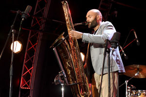 Jazz musician Sergei Golovnya, art director of the Koktebel Jazz Party international festival, performs at the Koktebel Jazz Party 2020 international music festival in Crimea