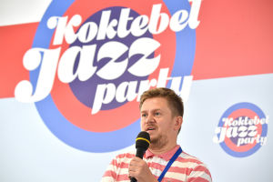 Andrei Zimovets, a pianist with the Jazz Classic Community, during a news conference at the Koktebel Jazz Party 2020 international jazz festival in Crimea