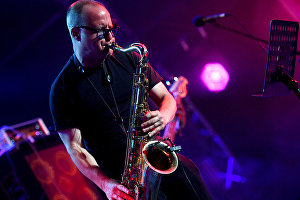 Barry Parmet, member of Dave Yaden Band (US), performs at the Koktebel Jazz Party 2019 international jazz festival